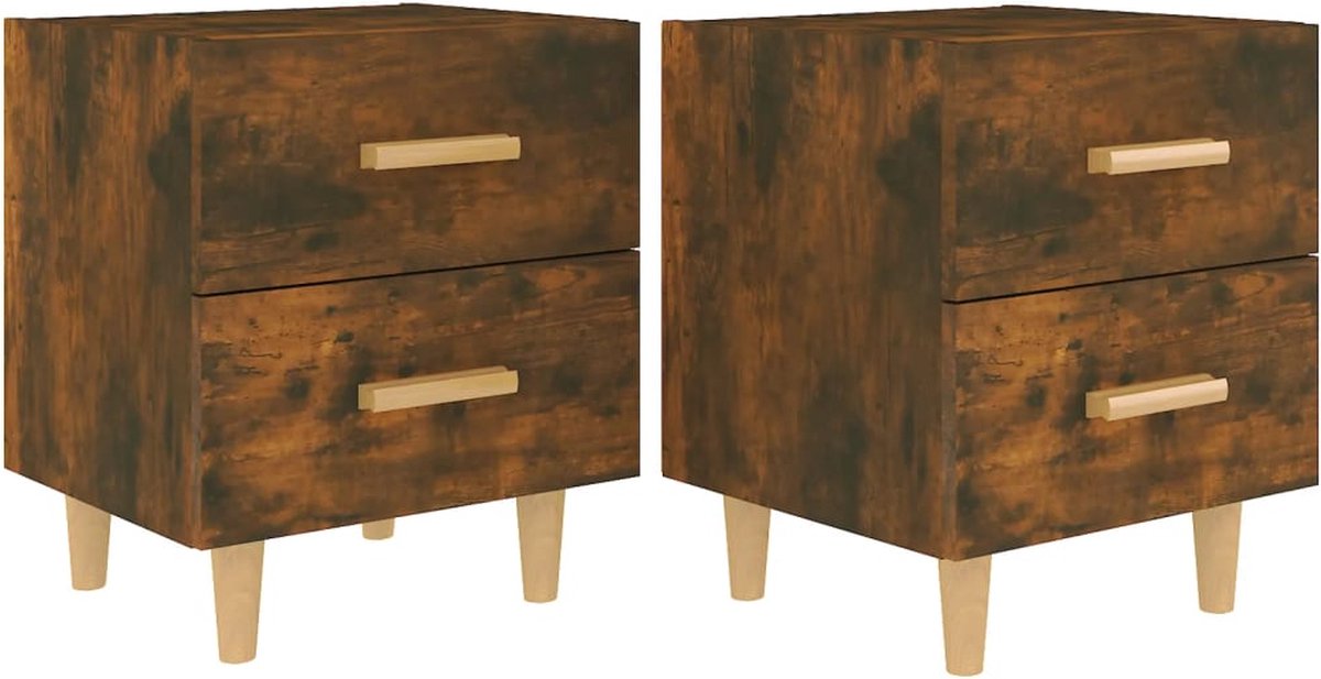 Vidaxl Nachtkastjes 2 St 40x35x47,5 Cm Gerookt Eikenkleurig - Bruin