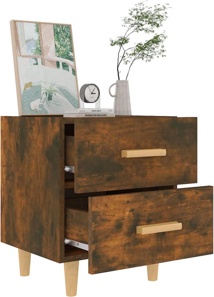 Vidaxl Nachtkastjes 2 St 40x35x47,5 Cm Gerookt Eikenkleurig - Bruin