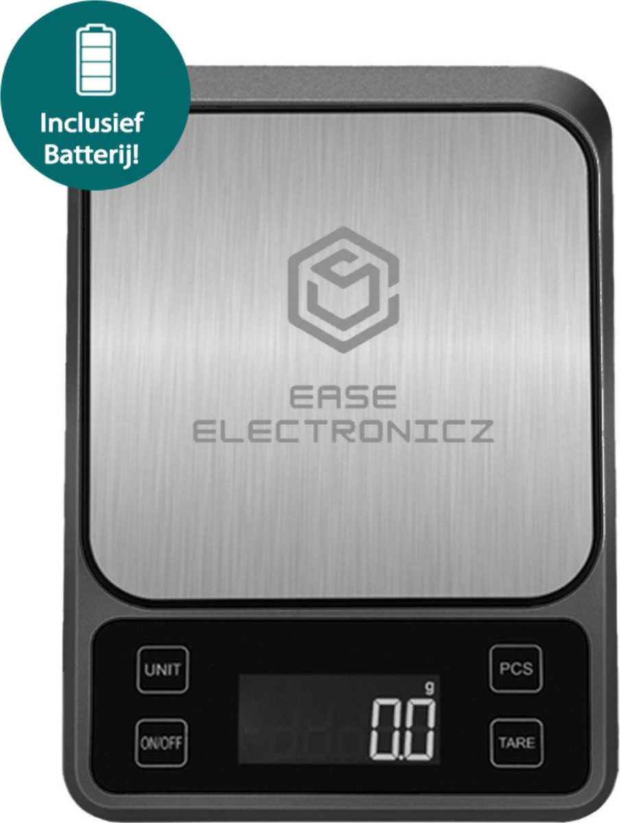 Ease Electronicz Digitale Precisie Keukenweegschaal - 1gr Tot 5 Kg - Met Tarra Functie - Elektrisch - Inclusief Batterij - Zwart