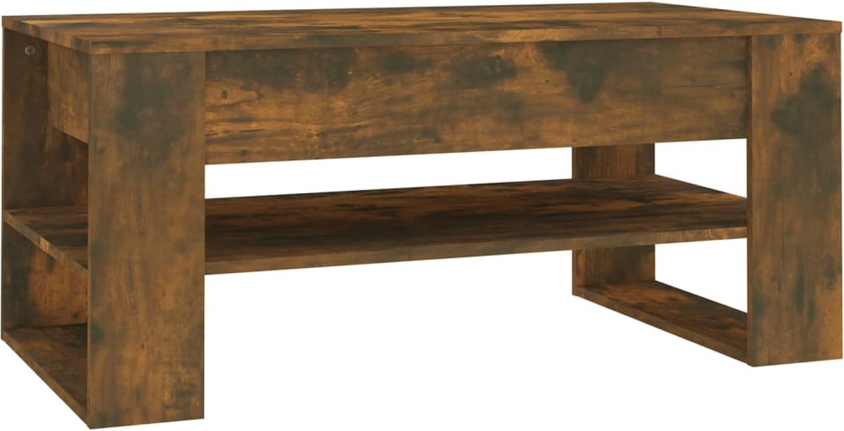 Vidaxl Salontafel 102x55x45 Cm Bewerkt Hout Gerookt Eikenkleurig - Bruin