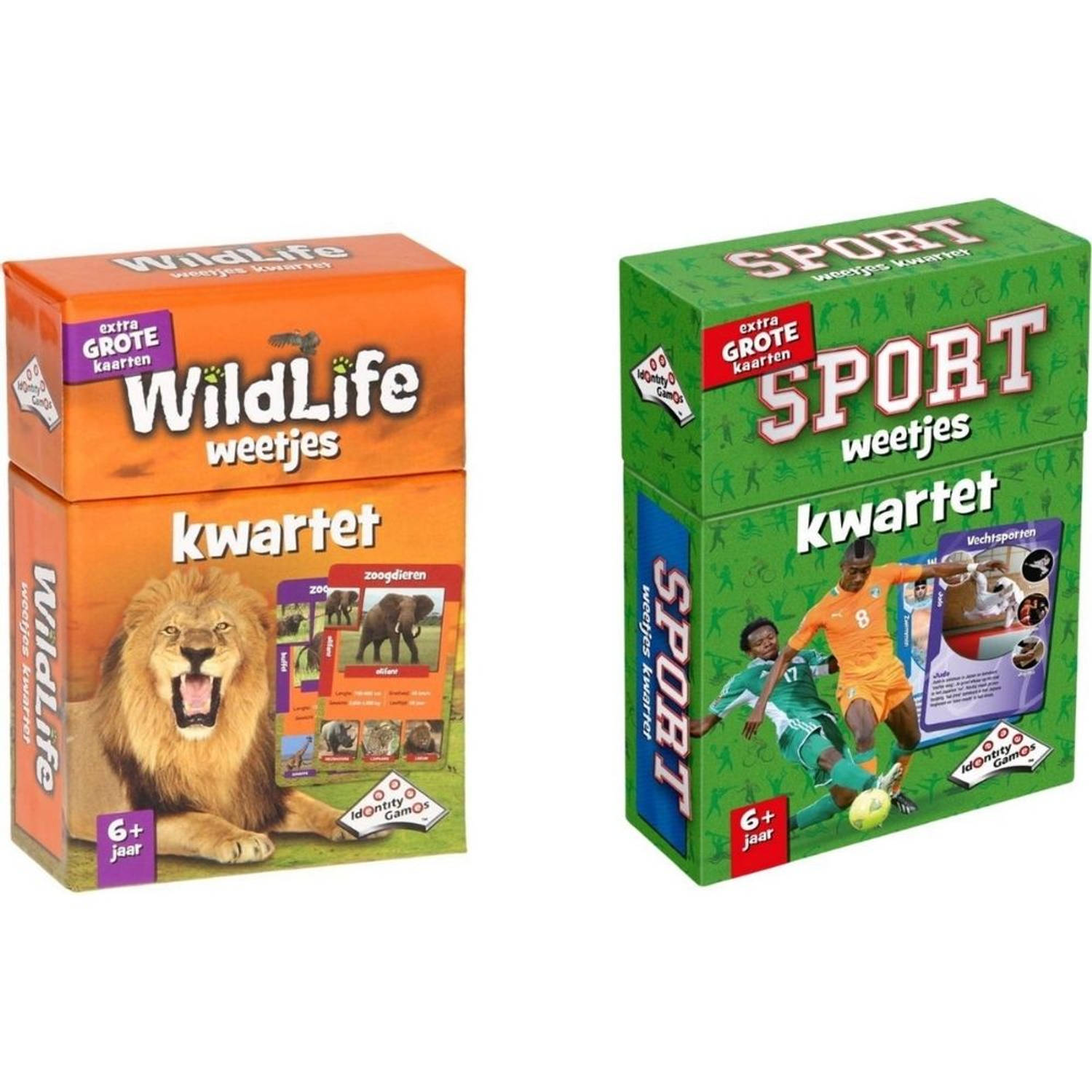 Identity Games Spellenbundel - Kwartet - 2 Stuks - Wildlife Kwartet & Kwartet Sport Weetjes