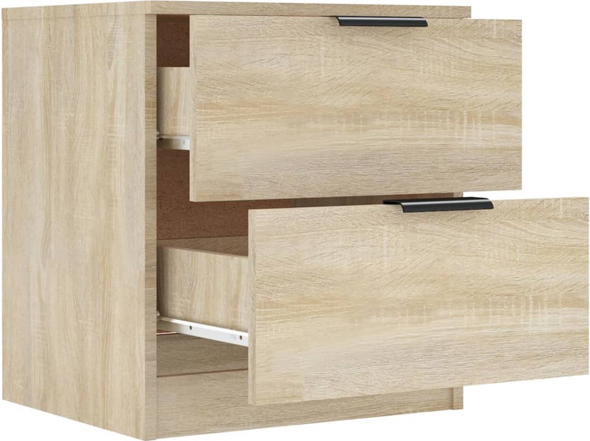 Vidaxl Nachtkastjes 2 St Bewerkt Hout Sonoma Eikenkleurig - Bruin