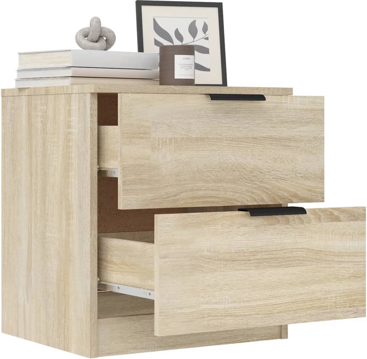Vidaxl Nachtkastjes 2 St Bewerkt Hout Sonoma Eikenkleurig - Bruin