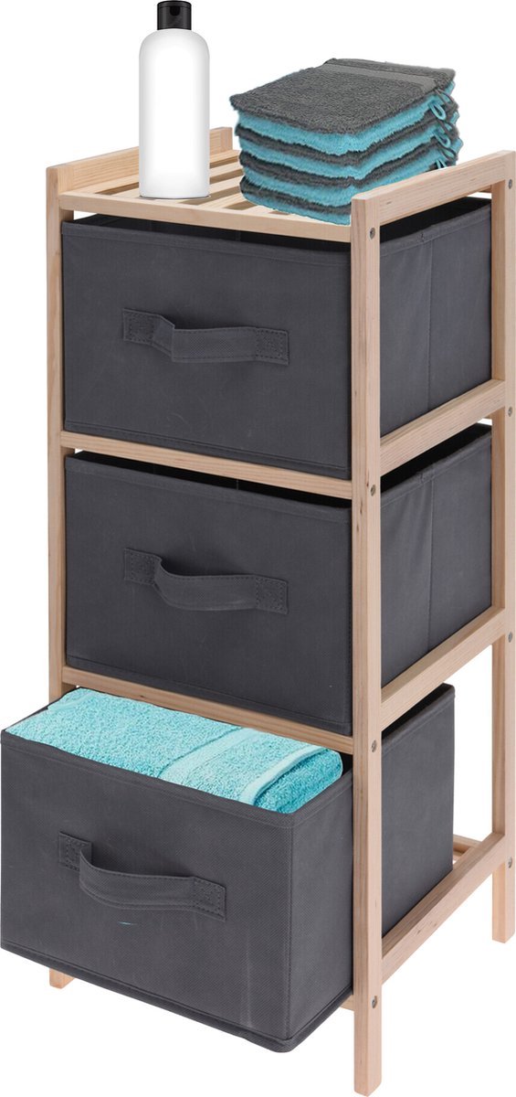 Ambiance Opbergkast Met 3 Opbergboxen Donkergrijs