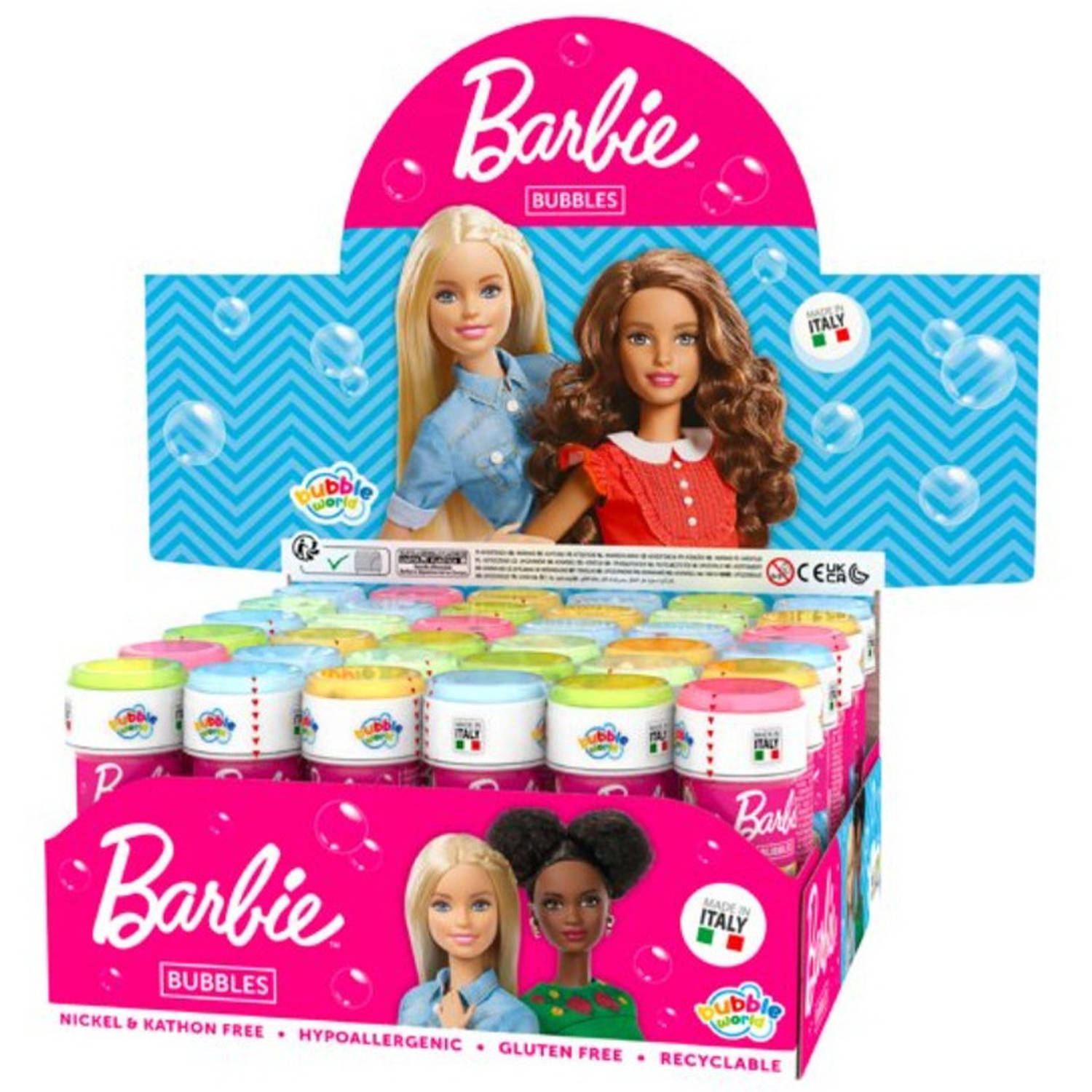 4x Barbie Bellenblaas Flesjes Met Bal Spelletje In Dop 60 Ml Voor Kinderen - Bellenblaas