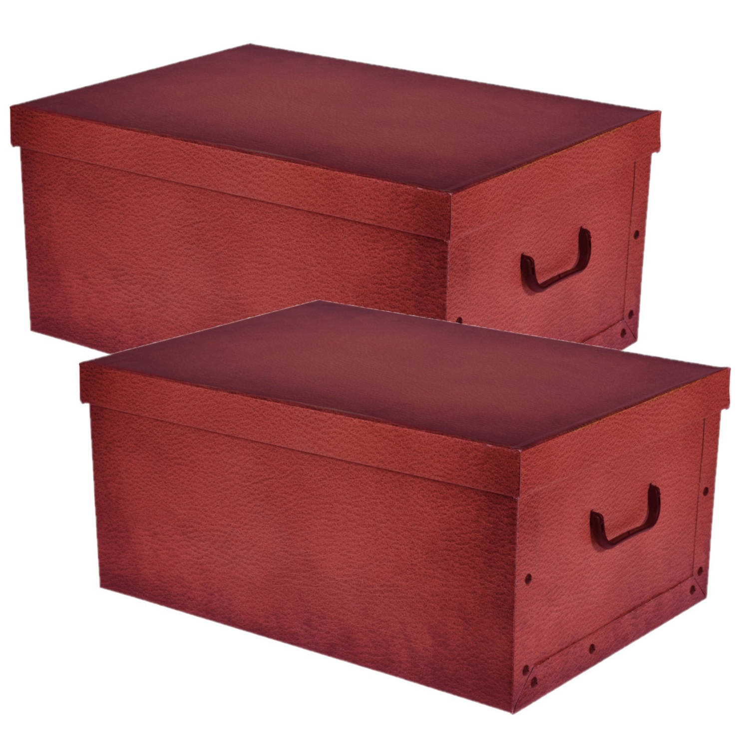 Excellent Houseware Pakket Van 2x Stuks Opbergbox/opbergdoos Van Karton Donker 51 X 37 X 24 Cm Met Deksel - Opbergbox - Bruin