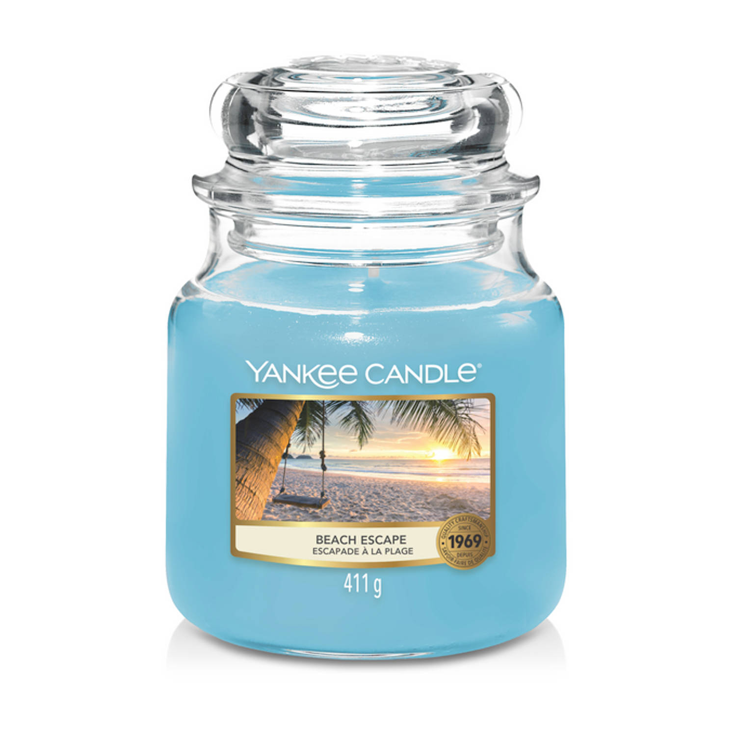 Yankee Candle Geurkaars Medium Beach Escape - 13 Cm / ø 11 Cm - Blauw