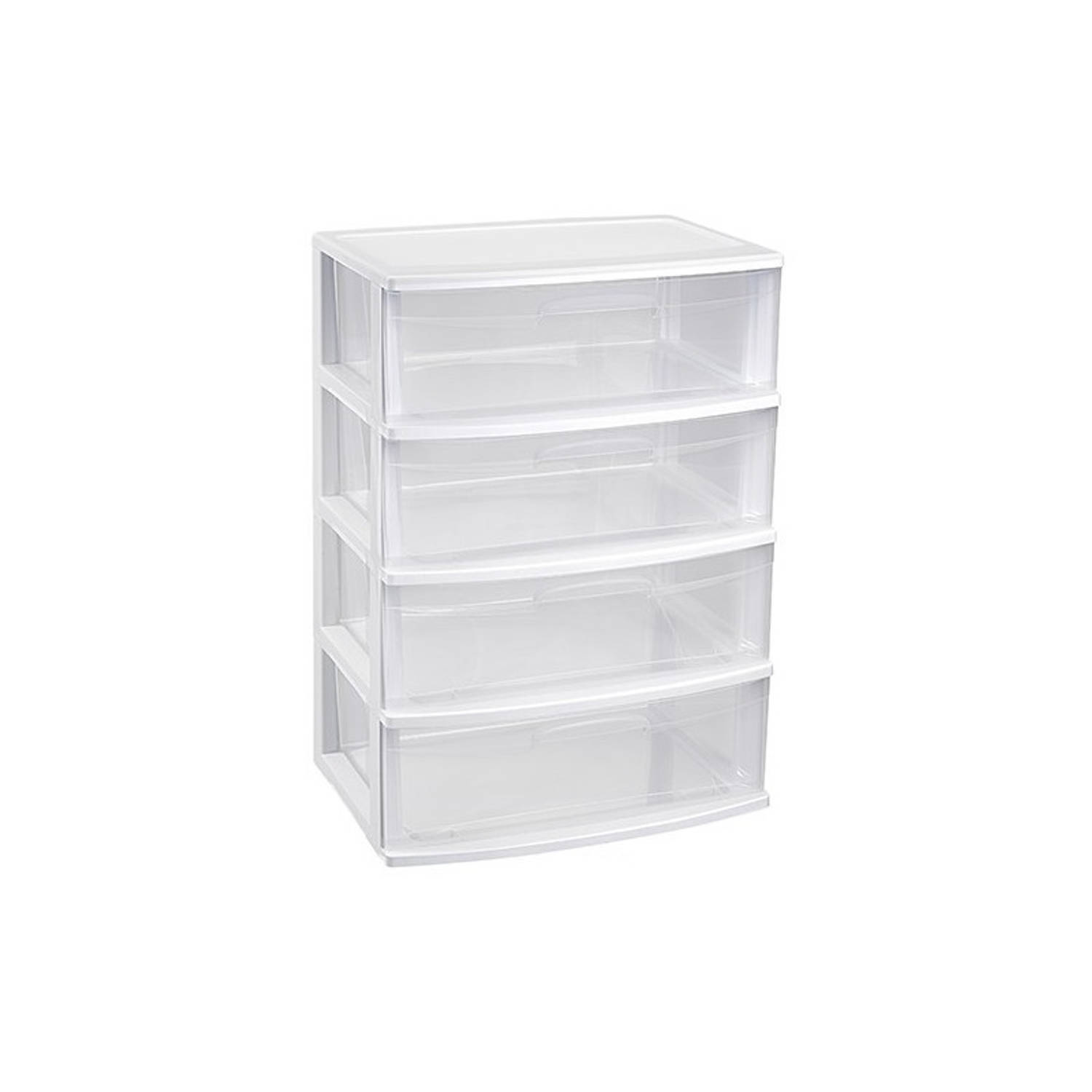 Ladekast/organizer Met 4 Lades/transparant - 40 X 56 X 80 Cm - Ladekasten/organisers Kantoor/woonartikelen - Wit