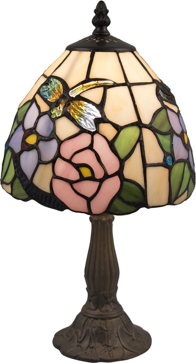 Clayre & Eef Tafellamp Tiffany Ø 20*36 Cm E14/max 1*40w - Beige