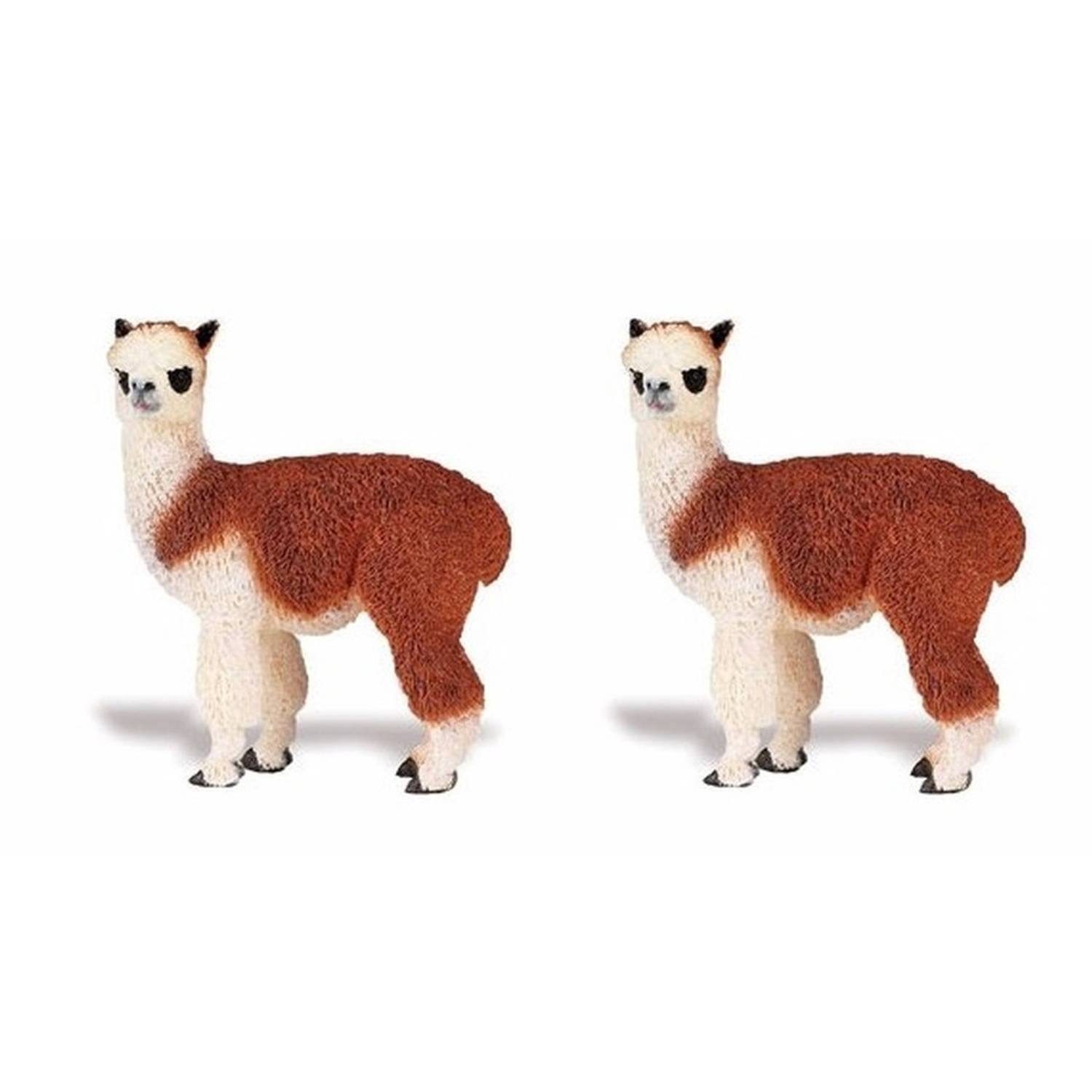 2x Stuks Speelgoed Nep Alpaca Bruin/wit 9 Cm - Speelfiguren