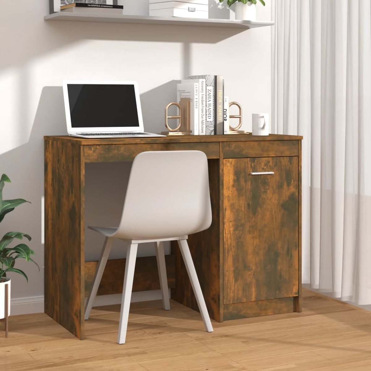 Vidaxl Bureau 100x50x76 Cm Bewerkt Hout Gerookt Eikenkleurig - Bruin