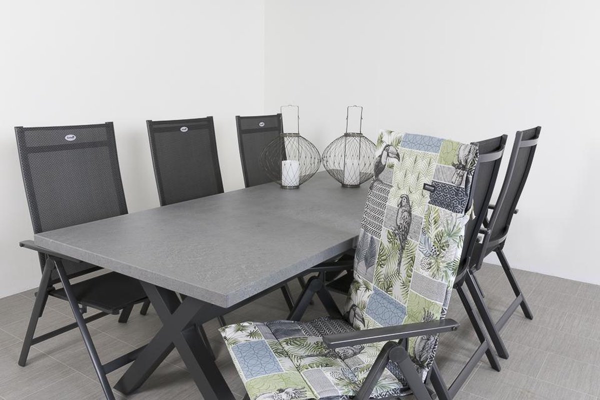 Hartman Napoli/concrete 220 Cm. Tuinset 7-delig Verstelbaar - Grijs