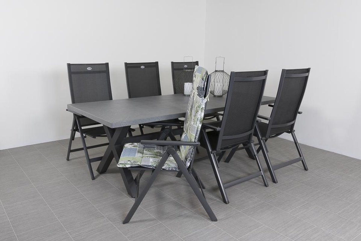 Hartman Napoli/concrete 220 Cm. Tuinset 7-delig Verstelbaar - Grijs
