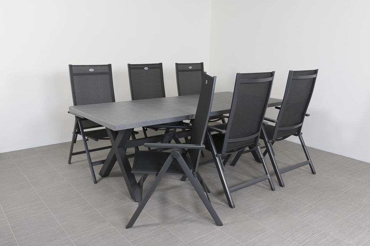 Hartman Napoli/concrete 220 Cm. Tuinset 7-delig Verstelbaar - Grijs