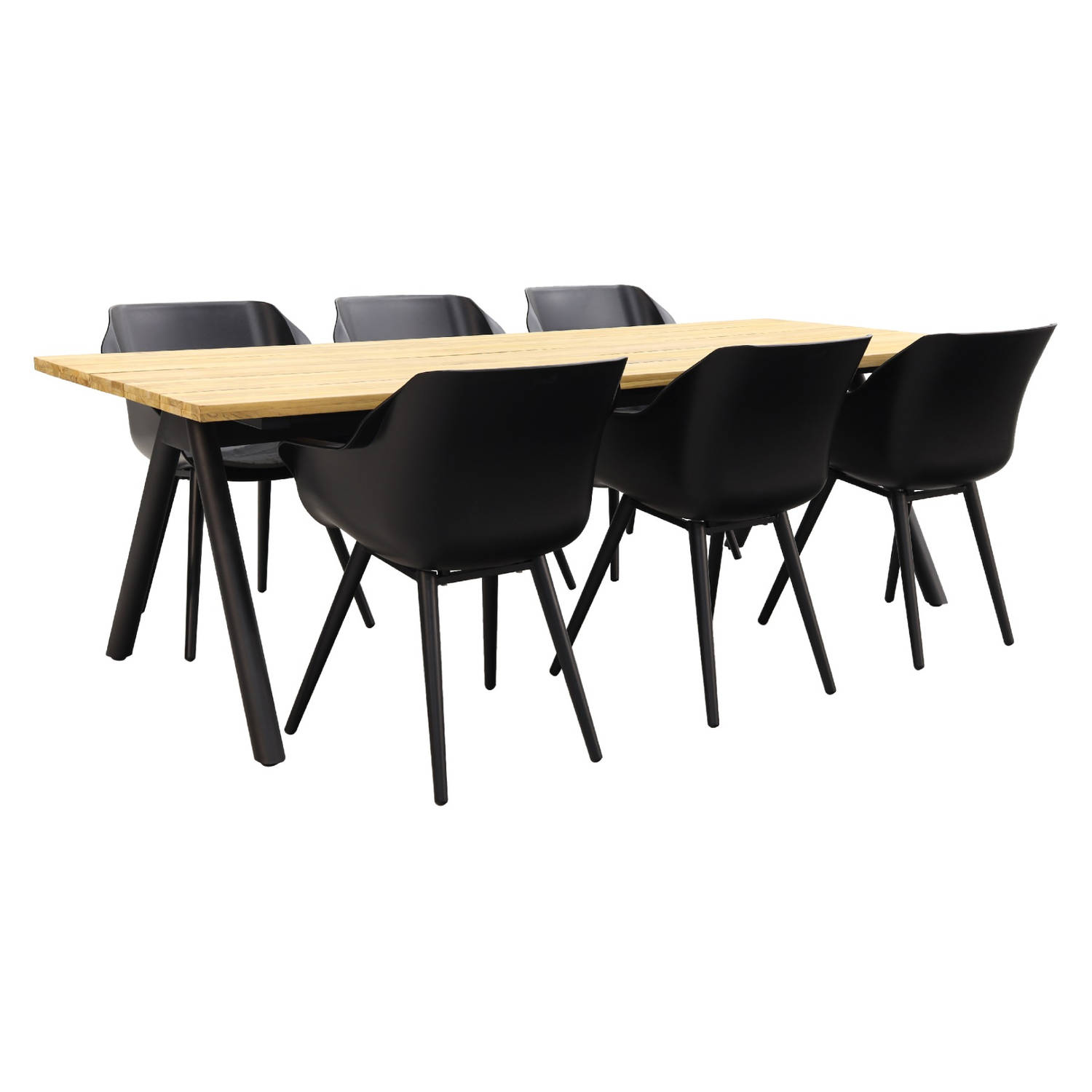 Hartman Tuinset Sophie Studio Black/mason Teak Tafel 240 Cm. 7-delig - Zwart