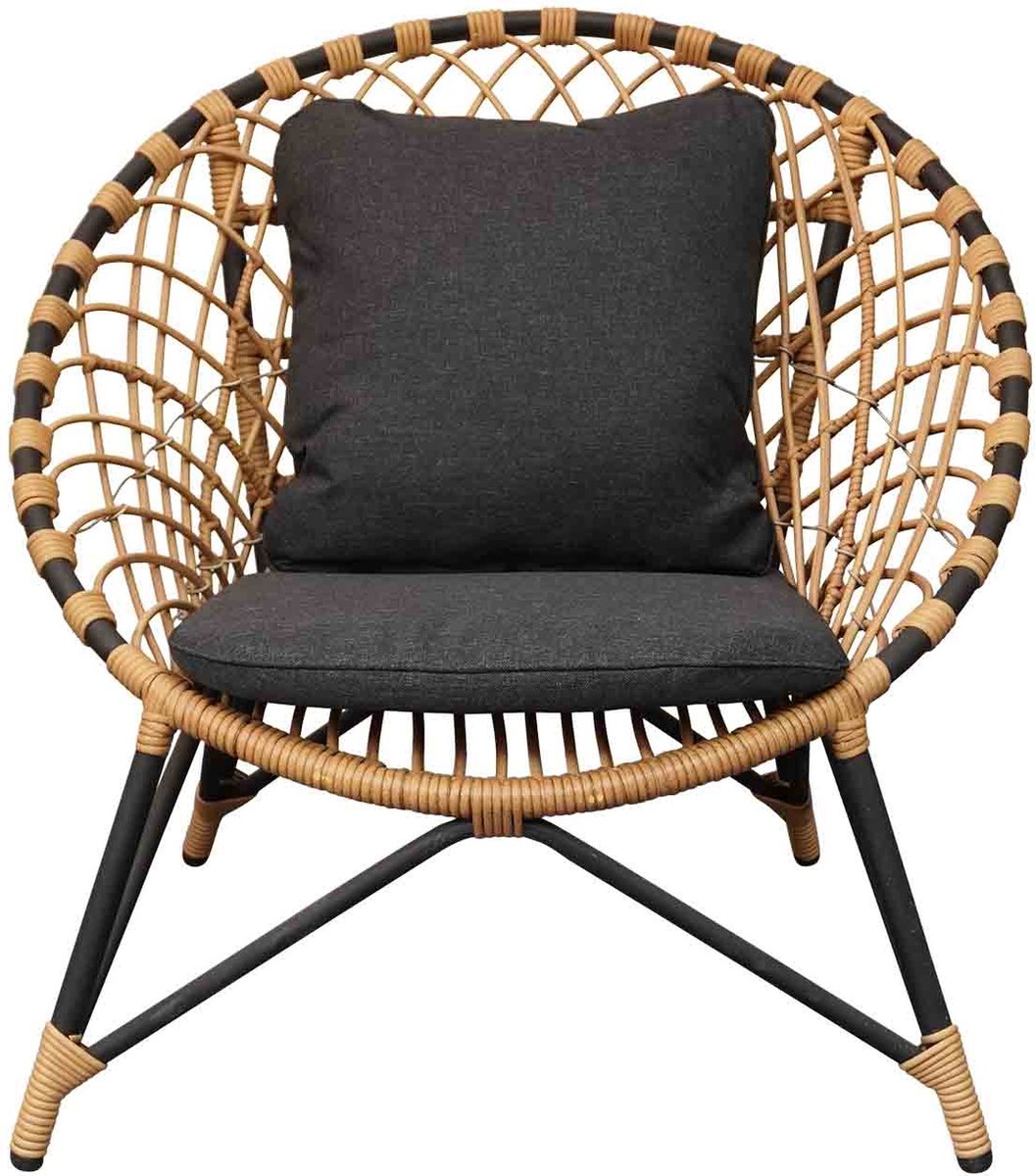 Loungestoel Amos Charcoal Incl. Kussens - Zwart