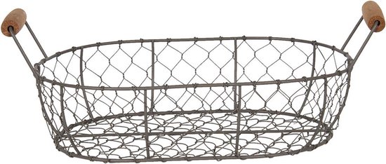 Clayre & Eef Manden (Set Van 3) 42*27*15 / 38*23*14 / 34*19*13 Cm Ijzer / Hout Rond 6y3769 - Bruin