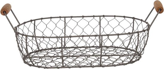 Clayre & Eef Manden (Set Van 3) 42*27*15 / 38*23*14 / 34*19*13 Cm Ijzer / Hout Rond 6y3769 - Bruin