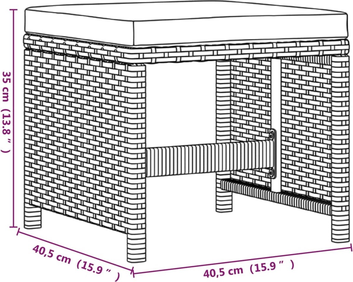 Vidaxl 9-delige Tuinset Met Kussens Poly Rattan - Beige