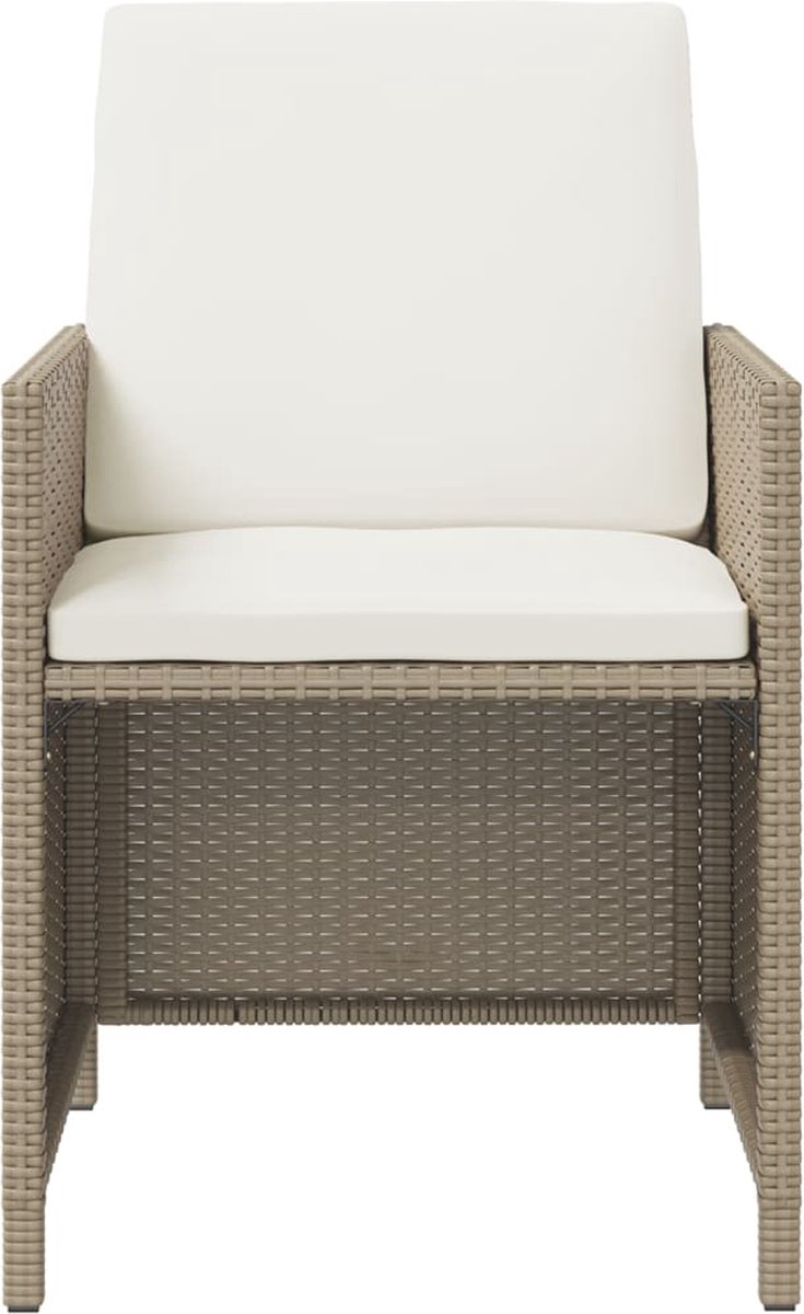 Vidaxl 9-delige Tuinset Met Kussens Poly Rattan - Beige
