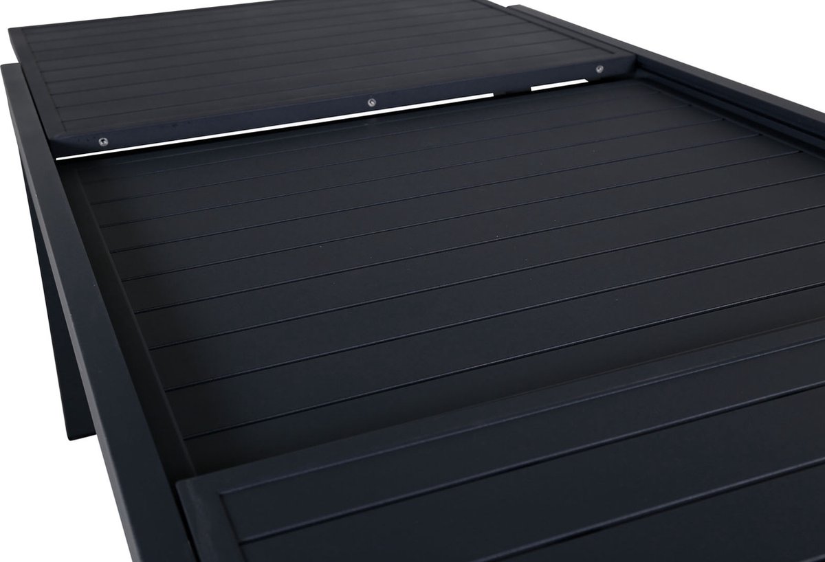 Marbella Tuinmeubelset Tafel 100x160/240cm En 4 Stoel Albany. - Zwart