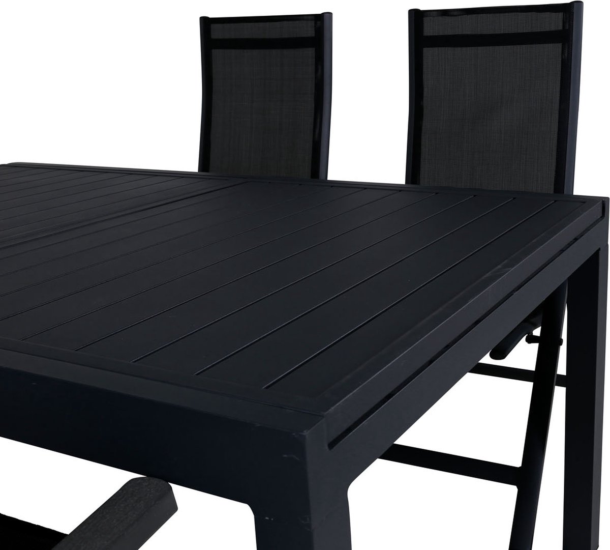 Marbella Tuinmeubelset Tafel 100x160/240cm En 4 Stoel Albany. - Zwart