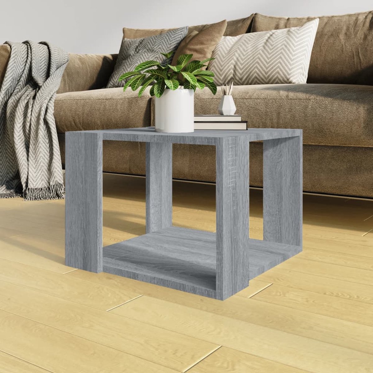 Vidaxl Salontafel 40x40x30 Cm Bewerkt Hout Sonoma Eikenkleurig - Grijs