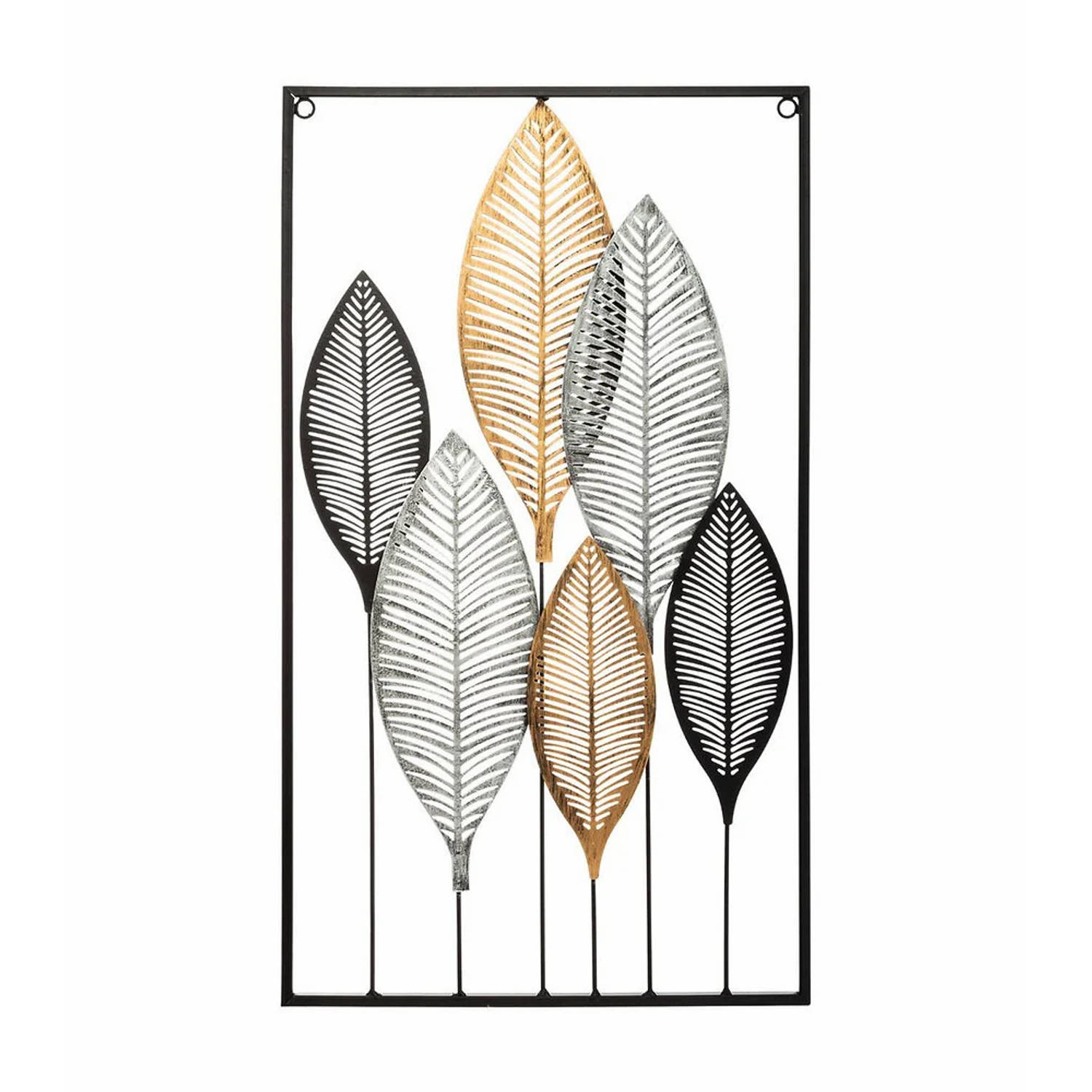 Wanddecoratie Bladeren - Metaal - 37x65 Cm