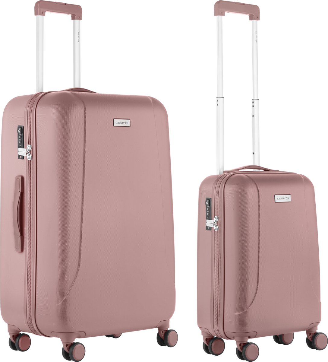 Carry On Carryon Skyhopper Kofferset - Tsa Handbagage + Reiskoffer 78cm - Dubbele Wielen - Old Pink - Roze