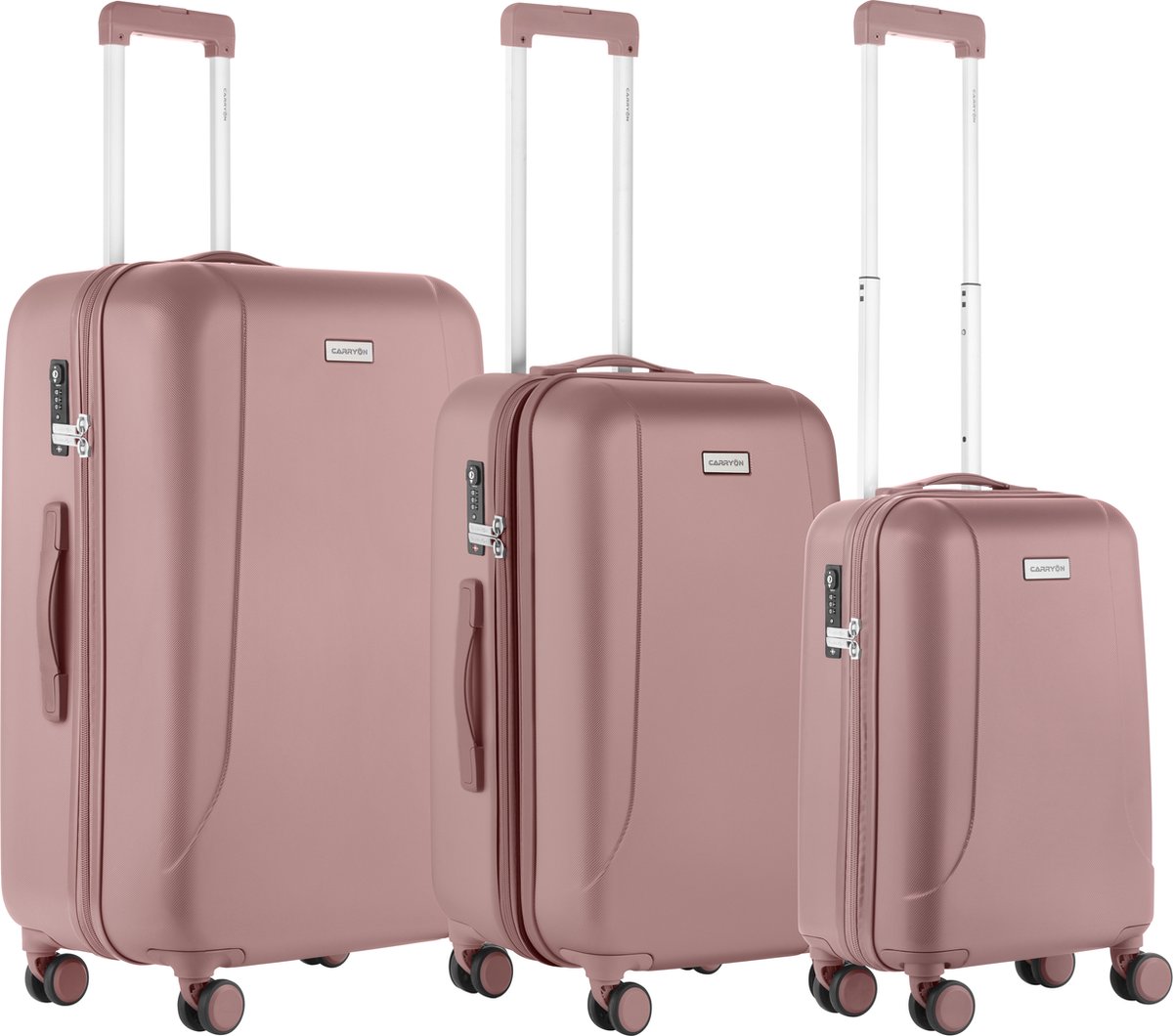 Carry On Carryon Skyhopper Kofferset - Tsa Trolleyset Met Okoban - Dubbele Wielen - Old Pink - Roze