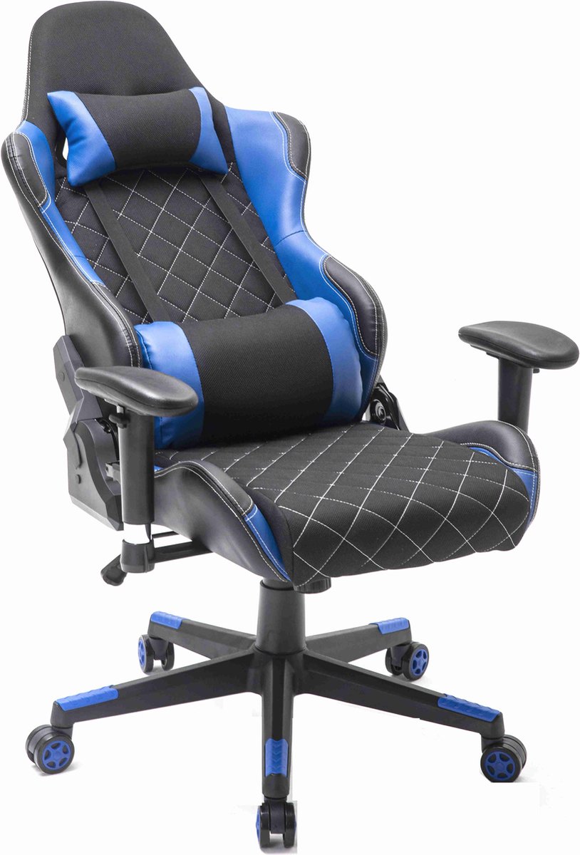 Gamestoel Classic - Bureaustoel - Stof Bekleding Blauw - Zwart