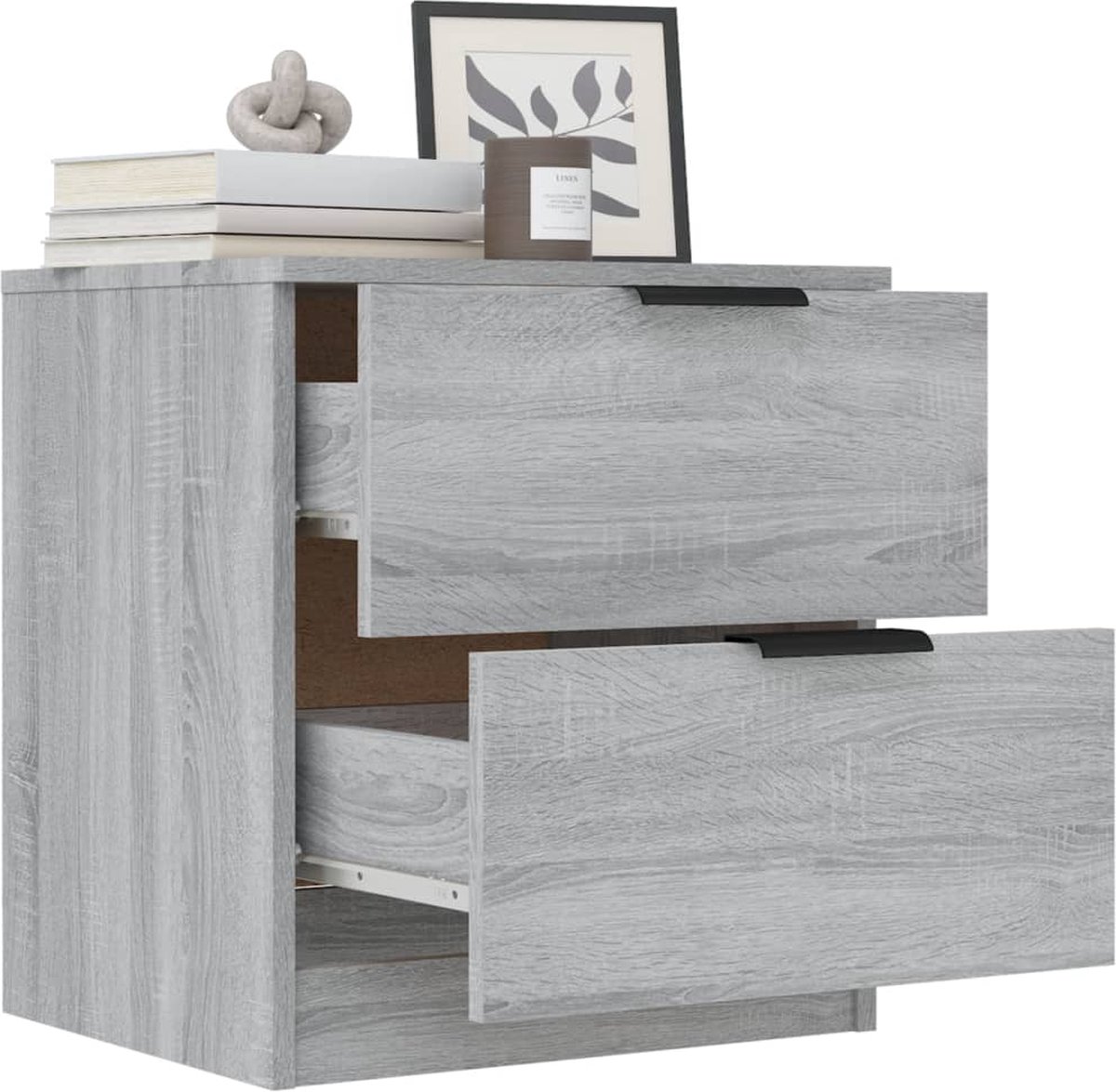 Vidaxl Nachtkastje Bewerkt Hout Sonoma Eikenkleurig - Grijs