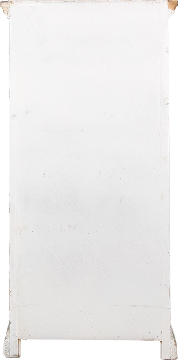 Clayre & Eef Wandkast 76*38*151 Cm Wit Bruin Hout Opbergkast Kast Wit Opbergkast Kast