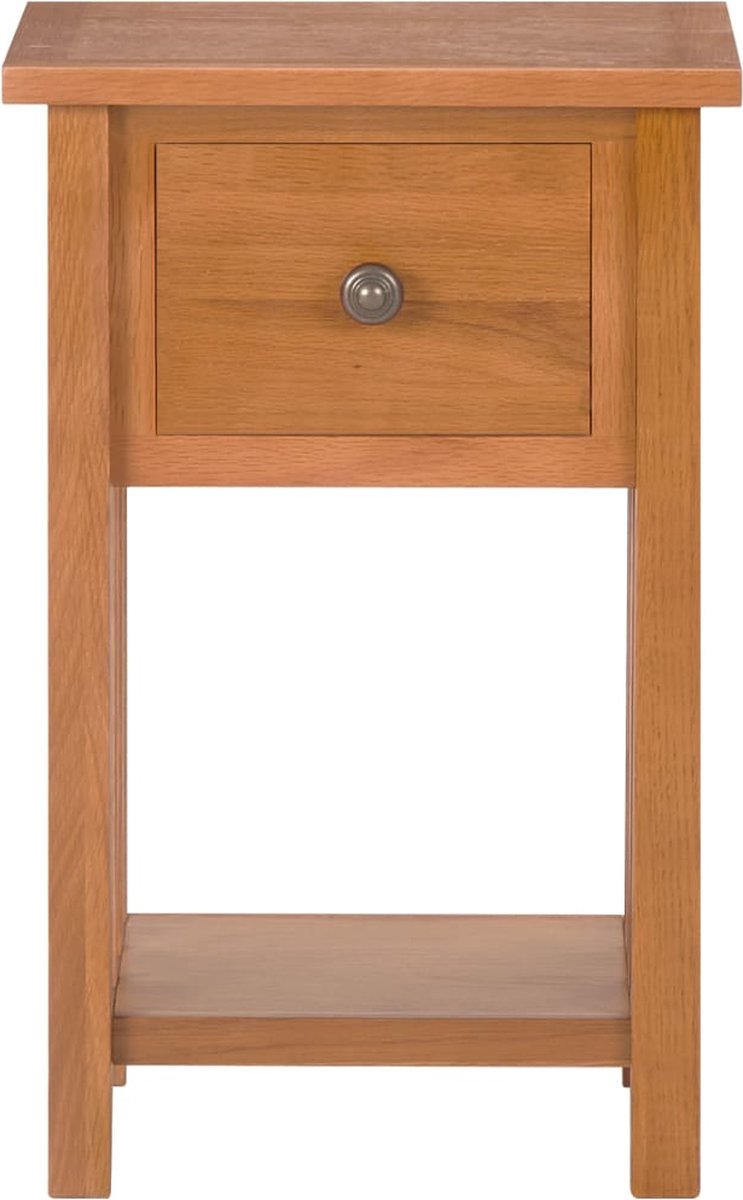 Vidaxl Bijzettafel Met Lade 35x27x55 Cm Massief Eikenhout - Bruin