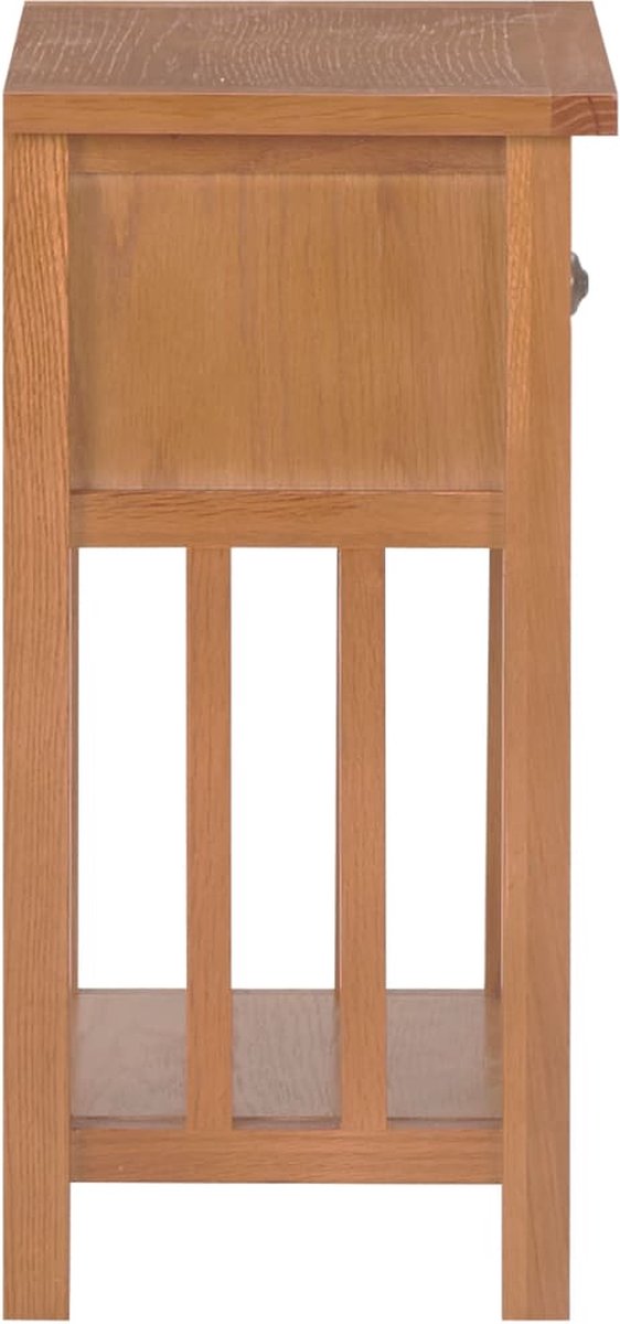 Vidaxl Bijzettafel Met Lade 35x27x55 Cm Massief Eikenhout - Bruin