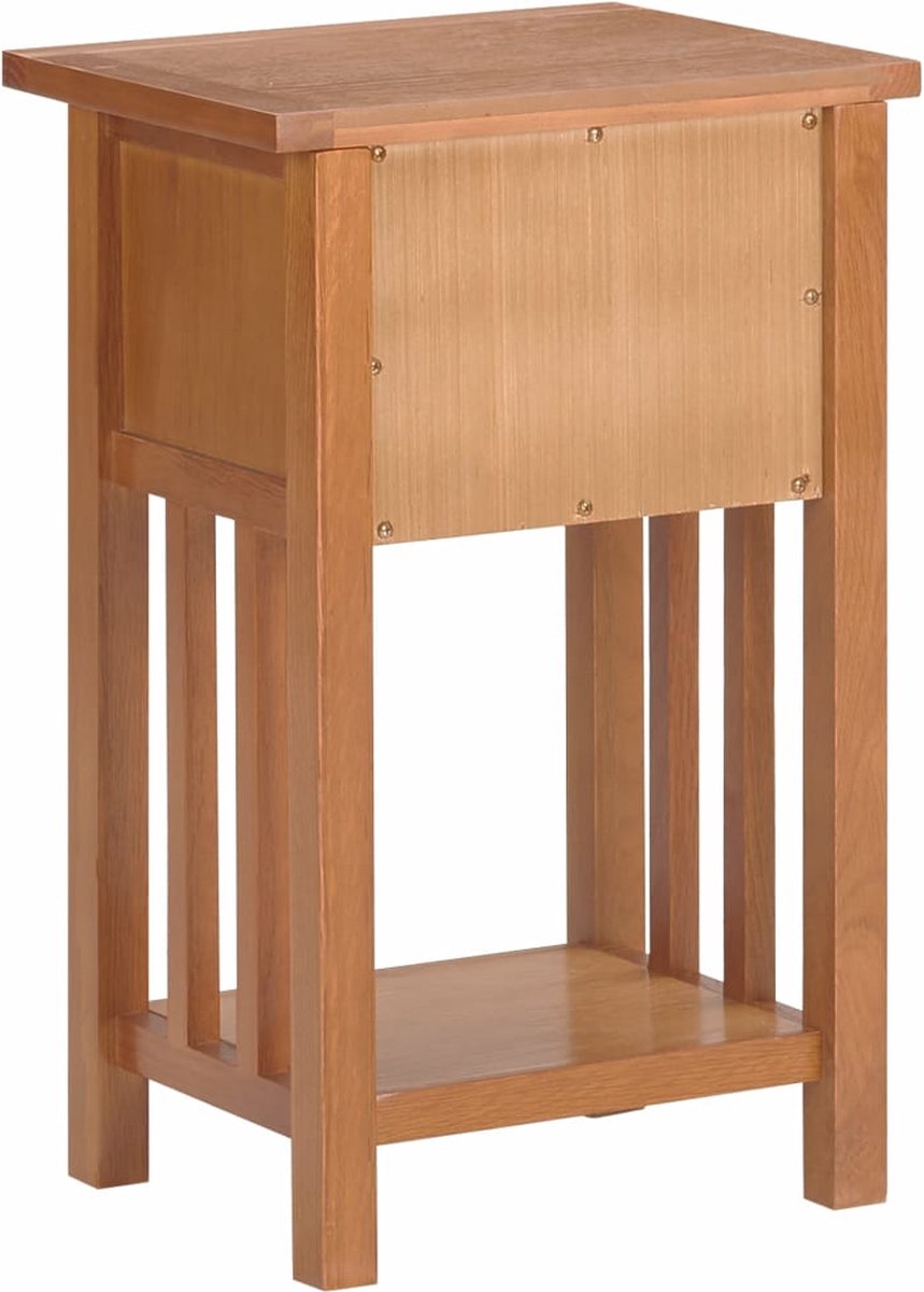 Vidaxl Bijzettafel Met Lade 35x27x55 Cm Massief Eikenhout - Bruin