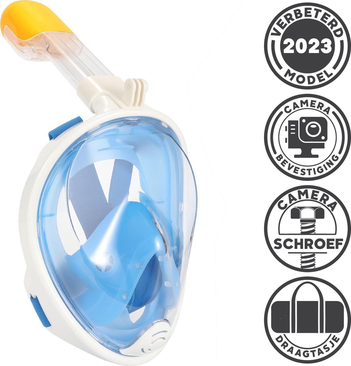 GADGY Duikmasker Full Face Kinderen - Duikbril Met Snorkel - Snorkelset Kinderen - Snorkelmasker - Blauw
