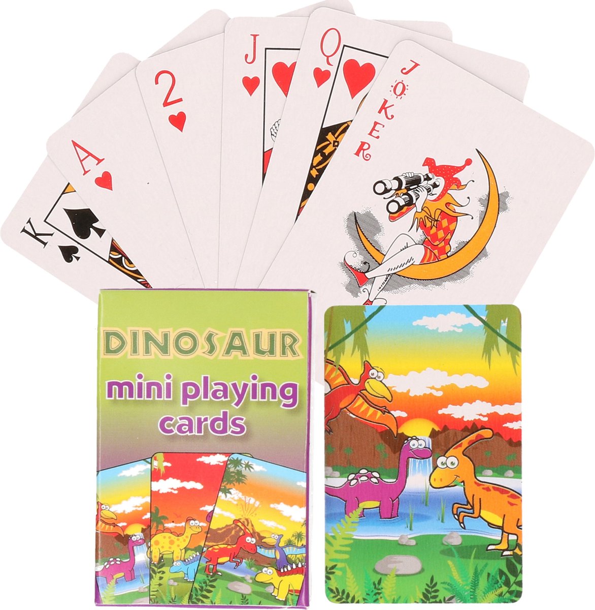 2x Pakjes Mini Dinosaurussen Thema Speelkaarten 6 X 4 Cm In Doosje - Kaartspel