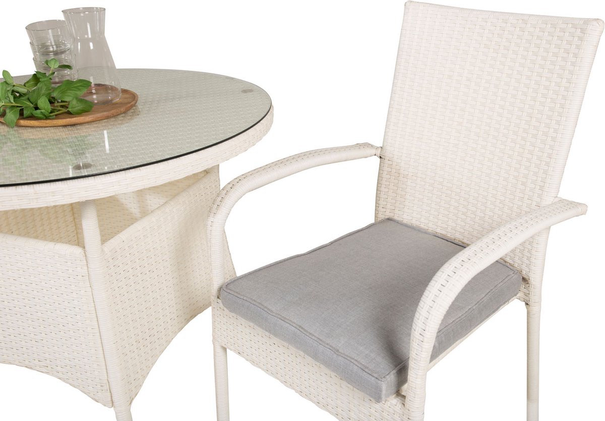 Volta Tuinmeubelset Tafel Ø90cm En 2 Stoel Anna Wit.