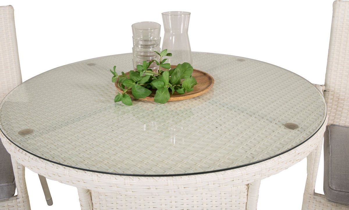 Volta Tuinmeubelset Tafel Ø90cm En 2 Stoel Anna Wit.