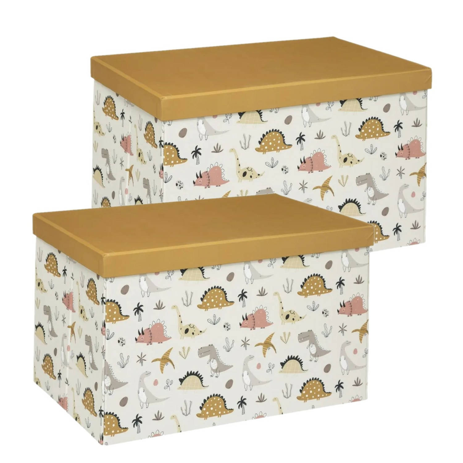 Multipak Van 2x Stuks Kartonnen Opbergdozen/opberg Boxen Met Deksel Dinosaurus Print 38 X 24,5 X 25 - Opbergbox