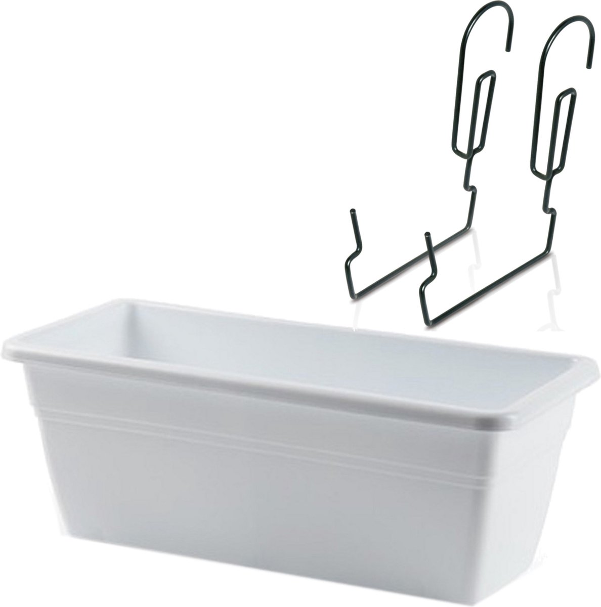 Forte Plastics Hangende Reling Plantenbak Wit Rechthoekig 40 X 18 X 15 Cm Met Kunststof Beugels - Plantenbakken