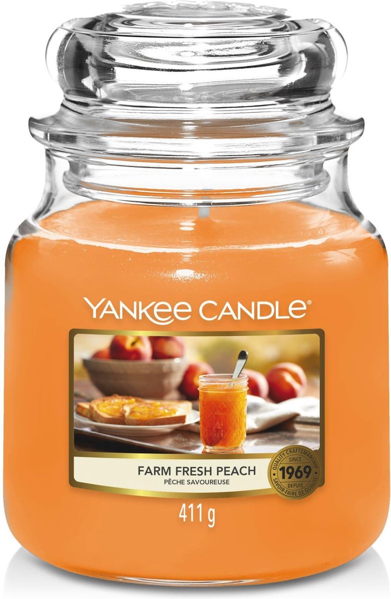 Yankee Candle Geurkaars Medium Farm Fresh Peach - 13 Cm / ø 11 Cm - Oranje