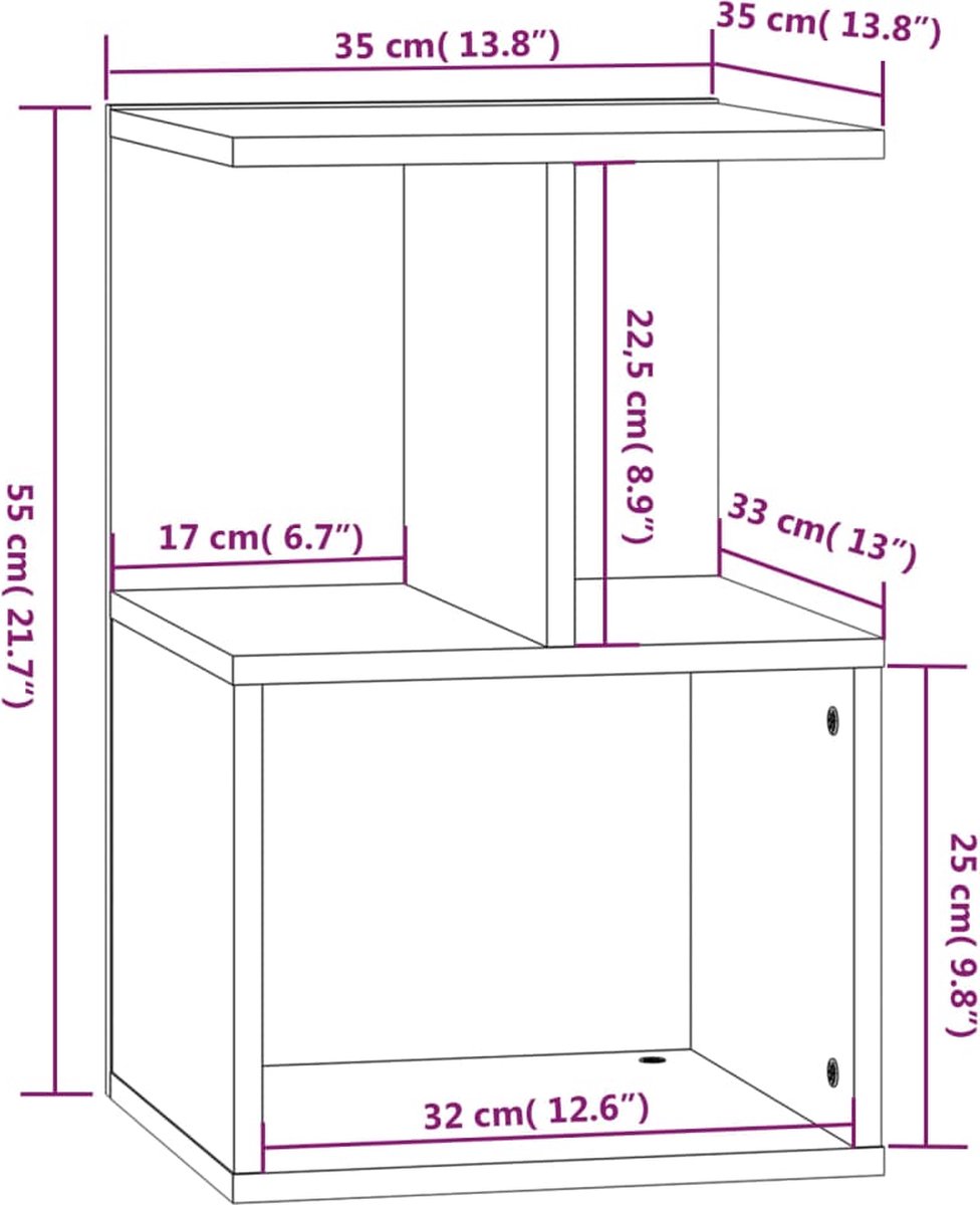 Vidaxl Nachtkastjes 2 St 35x35x55 Cm Bewerkt Hout Gerookt Eikenkleurig - Bruin