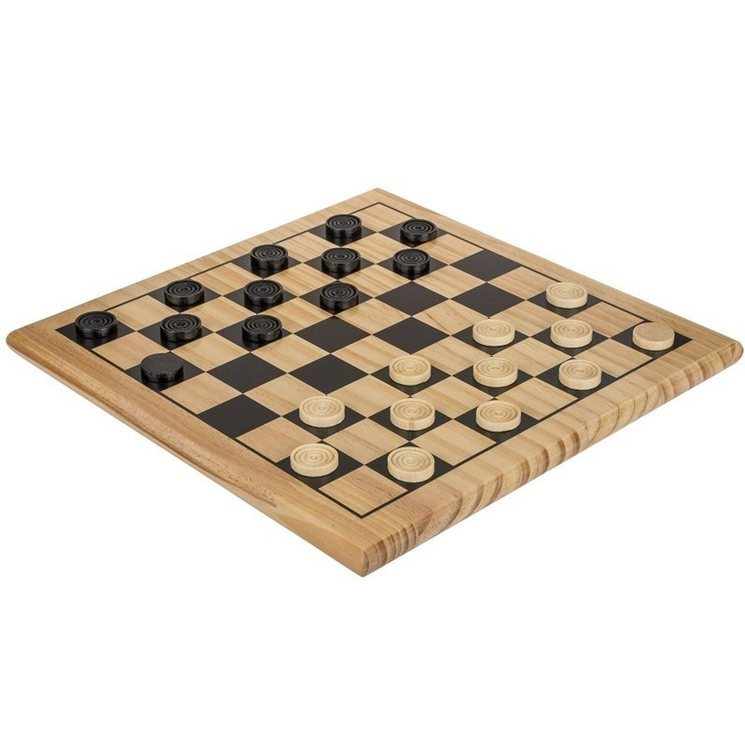 Houten Damspel Met Damstukken En Bord 28 X 28 Cm - Denkspellen - Dammen