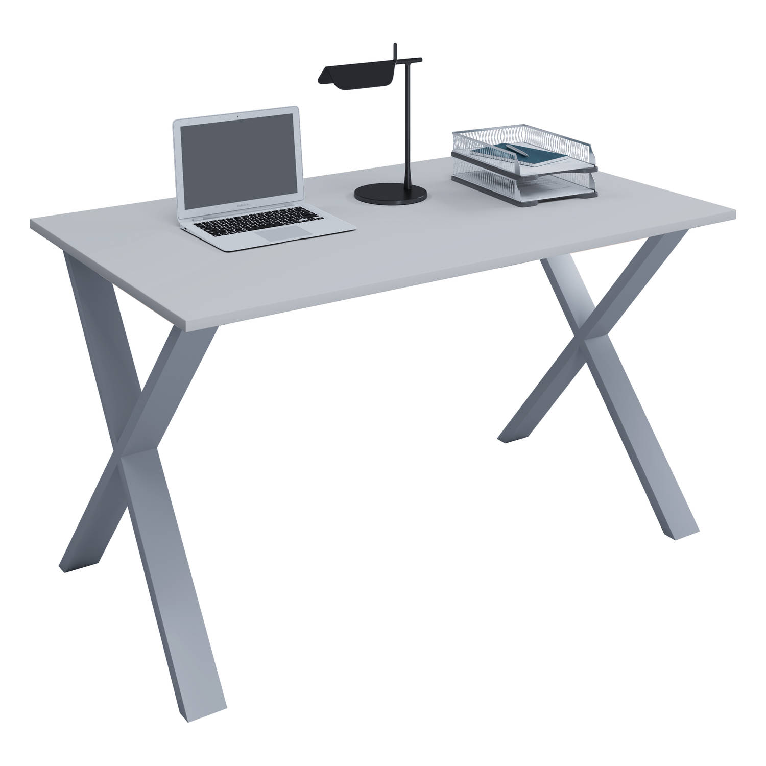 Lona Bureau 110x50 Cm X-frame Grijs/zilverkleurig. - Silver