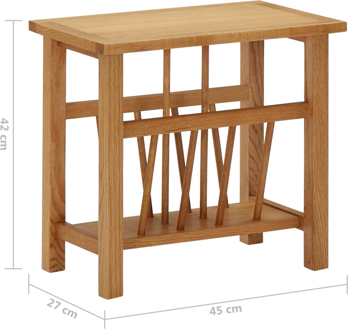 Vidaxl Bijzettafel 45x27x42 Cm Massief Eikenhout - Bruin