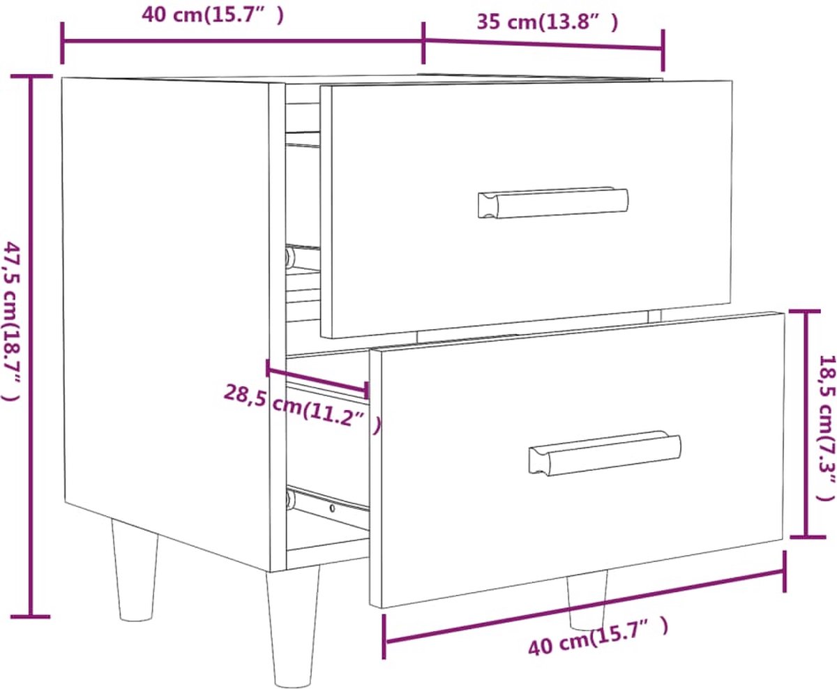 Vidaxl Nachtkastjes 2 St 40x35x47,5 Cm Beton - Grijs