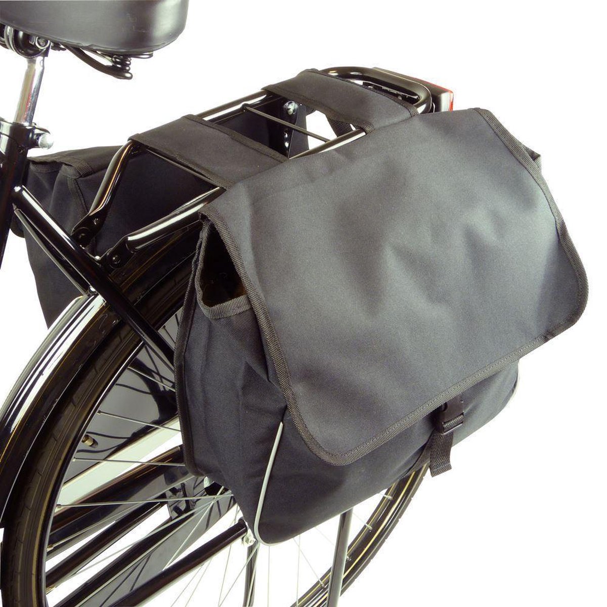 DRESCO Dubbele Fietstas Basic Shopper 26 Liter Nylon Donker - Grijs