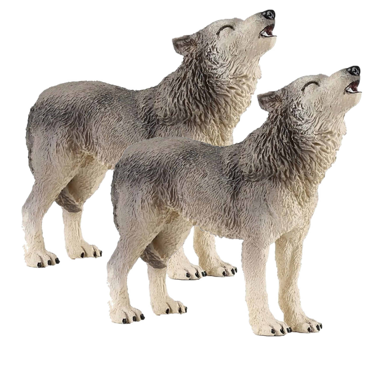 Papo Set Van 2x Stuks Plastic Speelgoed Dieren Figuur Huilende Wolf 9 Cm - Speelfiguren